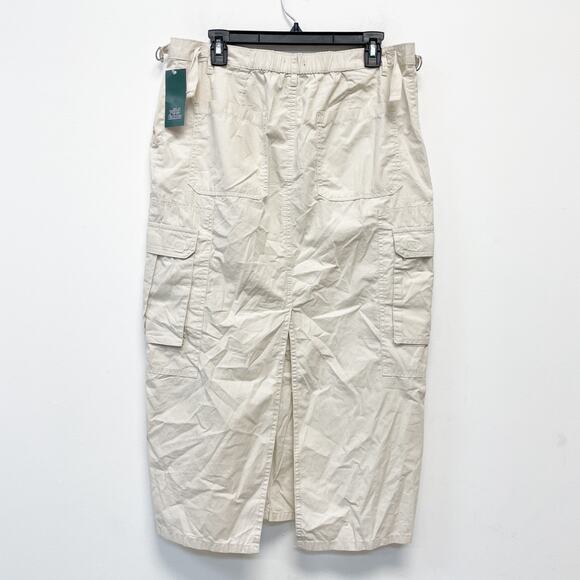 Wild Fable Women's High Waisted Utility Cargo Midi Skirt Cream Size M - Picture 2 of 5